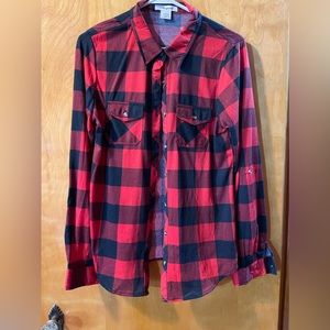 Passport, large, plaid button up flannel. 0007